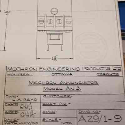 Mechron annunciator model an3. Technical drawing.