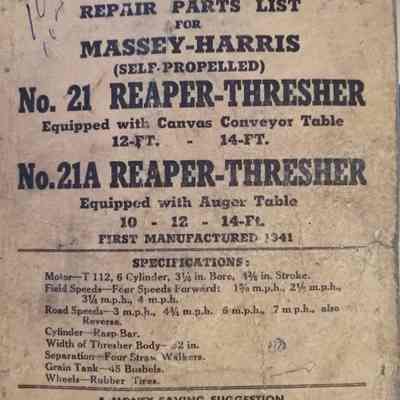 Massey Harris. Illustrated repair parts list