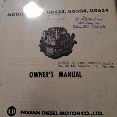 Nissan diesel engine. Owners manual.