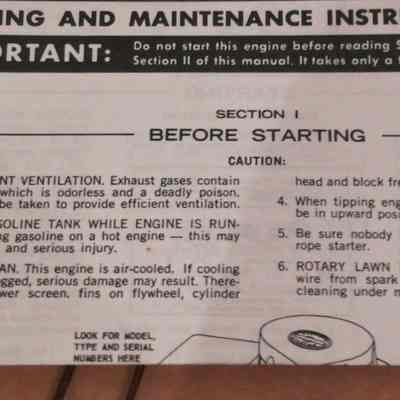 Briggs and Stratton. Operating and maintenance instructions. Model series 60900 - 60906, 61900 - 61906, 80900 - 80996, 81900 - 81996.