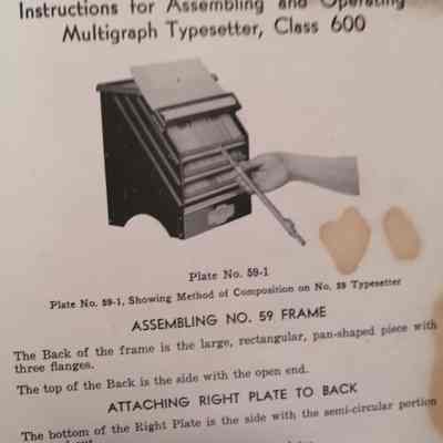 Instructions for assembling and operating multigraph typesetter, class 600