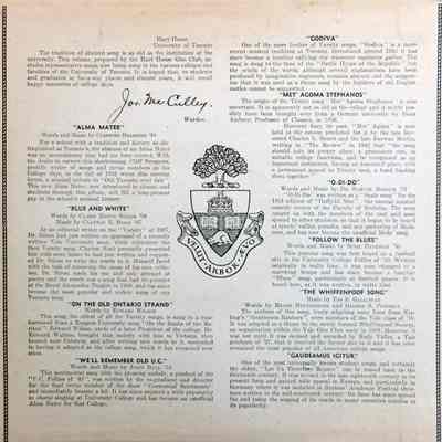 Liner - The Varsity Album - Hart House Glee Club – 1952 – Victor - The Old Attic (2015)