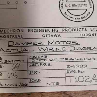 Damper motor. Actual wiring diagram. Technical drawing.