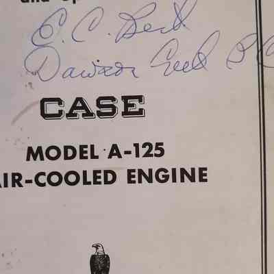 Instructions for care and operation of Case model A-125 air-cooled engines