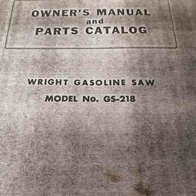 Owner's manual and parts catalog. Wright gasoline saw