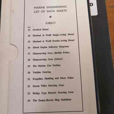 Marine engineering list of data sheets