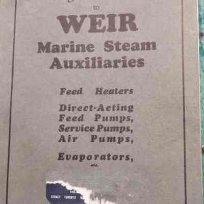 Engineer's handbook to Weir marine steam auxiliaries. Feed heaters, direct-acting feed pumps, service pumps, air pumps, evaporators, etc.