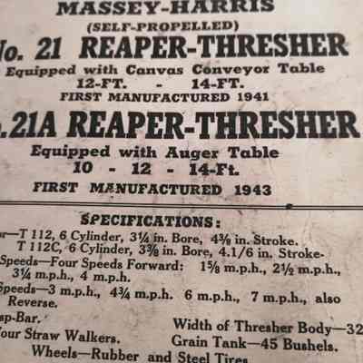 Massey-Harris. Repair parts list for Massey-Harris (self propelled) no. 21 reaper-thresher, no. 21A reaper-thresher