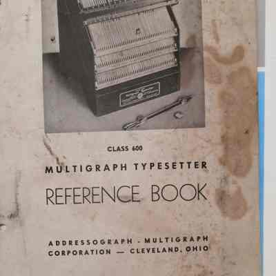 Multigraph typesetter reference book