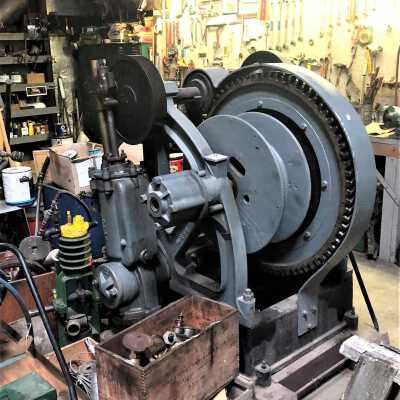 Winch - V.M.D. Steam Cargo Winch, oscillating cylinders with balance slide valves. Built to Filer and Stoweel design. Restored.