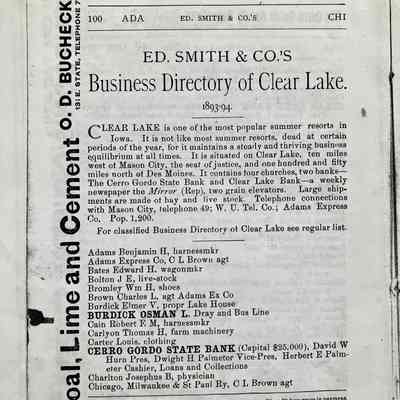 1893 Clear Lake Business Directory