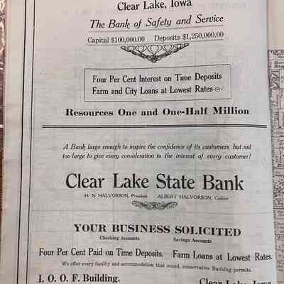 Banks operating in Clear Lake in 1920: Advertisements