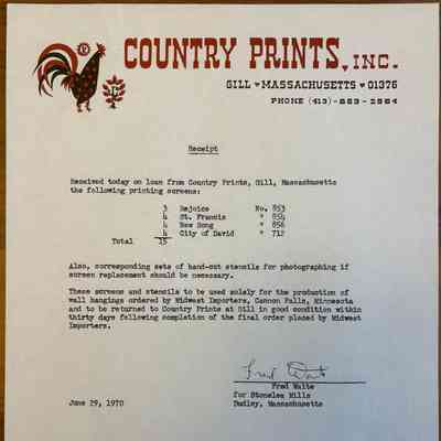 A4 size Country Prints letterhead dated 1970.