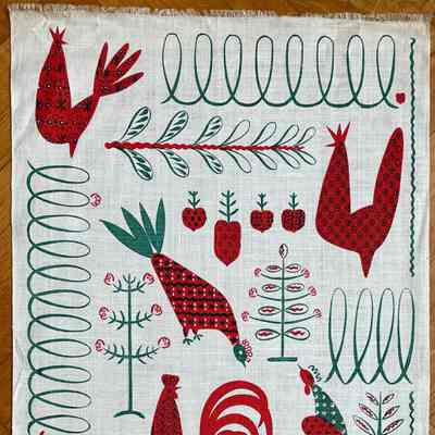 Towel, Wallhanging: Bird Runner 207, c.1951, Red