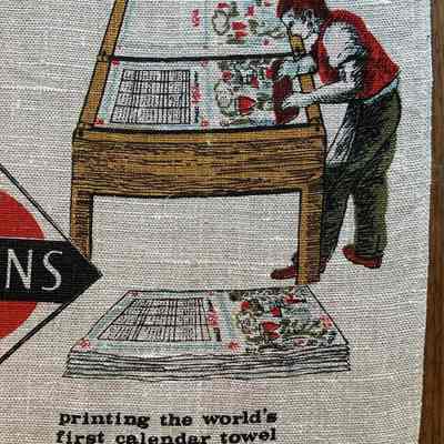 Detail of calendar towel production. Possible Wert design is visible.