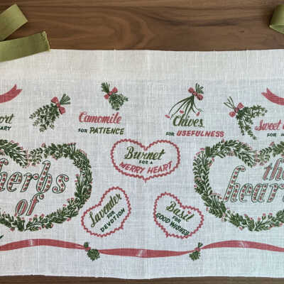 Matching Herbs of the Heart (TK) apron.: PKM collection. Image: PKM