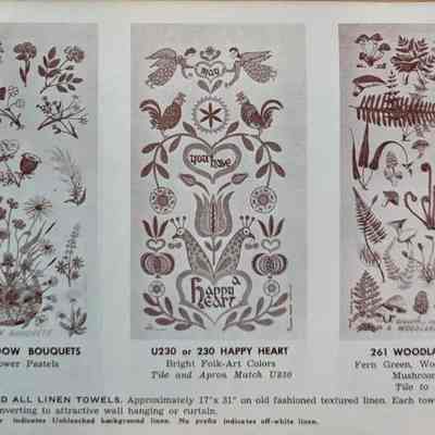 Happy Heart U230 towel/wallhanging, center.: From “Country Prints by Robert Darr Wert and Neighbors”, c.1966. Image: Clark Peramo