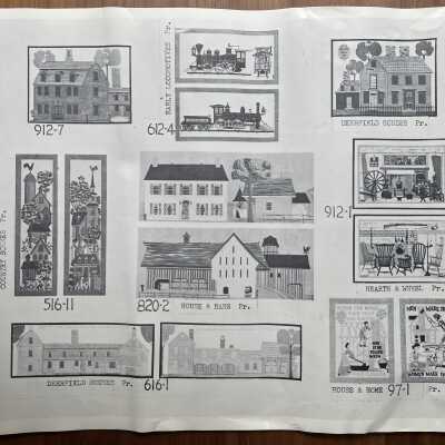 912-7 Deerfield Houses, upper right and left corners.: From “Country Prints in Frames Designed by Robert Darr Wert”, p.4, c.1960.