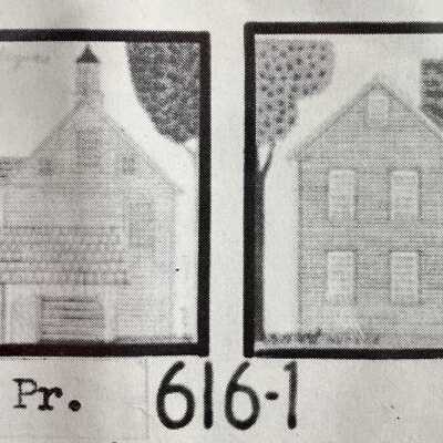 Deerfield Houses 616-1 Pair: From “Country Prints in Frames by Robert Darr Wert”, c.1960.