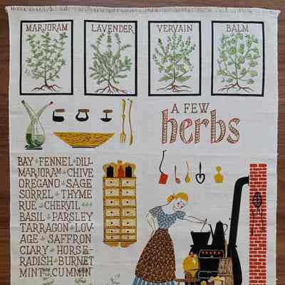 Towel, Wallhanging: A Few Herbs 212, Unsigned
