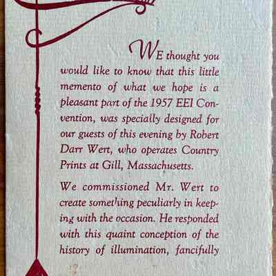 First page of the pamphlet accompanying the placemat set.: Collection of Sara Leeper. Image: PKM