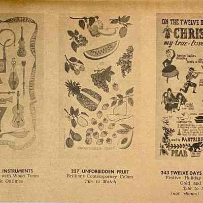 Twelve Days of Christmas 243 towel/wallhanging, right.: From  “Country Prints by Robert Darr Wert and Neighbors”, c.1963. Image: Michael J. Dawson