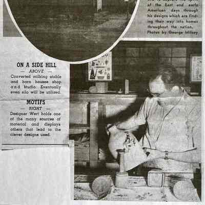 Bottom photo: Stoneware 210 on the table with buttermolds.: The Springfield Sunday Republican, Springfield MA, January 20, 1952.