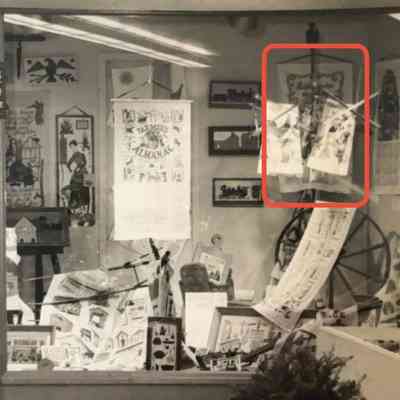 Calendar towel in the Country Prints display at the Big East Fair, Springfield MA, 1963.: Cropped from a larger image in the collection of Sara Leeper.