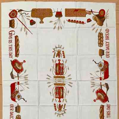 Tablecloth: Daily Bread 453, c.1959, 52”x72”, Red