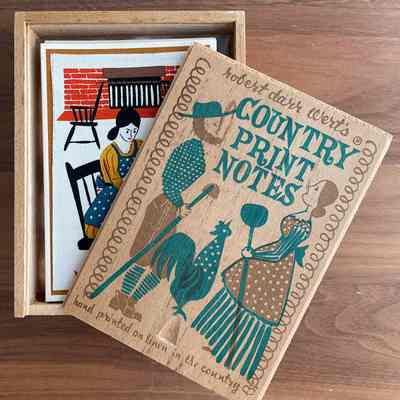 Box with 335 Country Life notecard set.: Box and notecards: Sara Leeper collection.