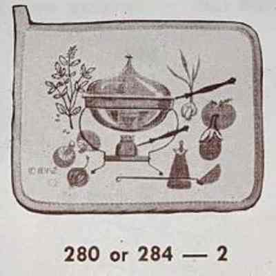 Kitchen, Potholder: Motif Gourmet 280 or 284-2, Turquoise or Orange