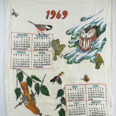 Towel, Calendar: Birds (TK), 1969, J. Baird