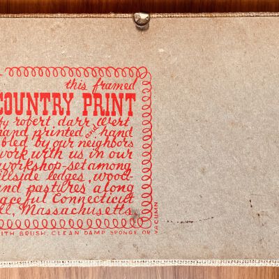 Back of Quilt Horse 701 Wall Board, with Country Prints imprint in red.