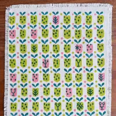 Napkin, Cocktail: Calico Hearts 318, Green