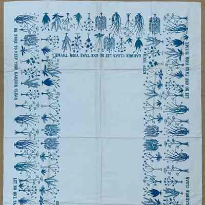 Tablecloth: Herbs 450, 52” x 72”, Blue on White