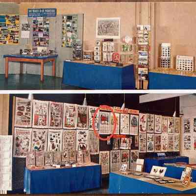 Farm (TK) calendar towel (in red oval) in a promotional postcard for The Bromley Company of Boston MA, c.1966.: Collection of Sara Leeper.