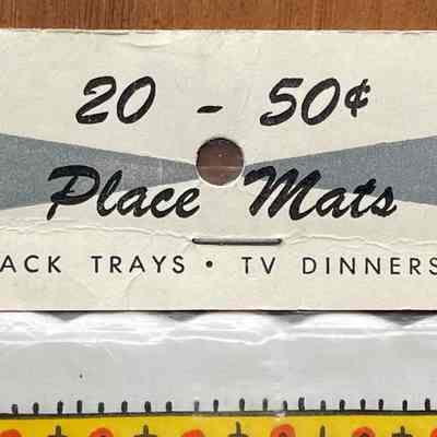House of Paper label, back, with number of placemats and price.