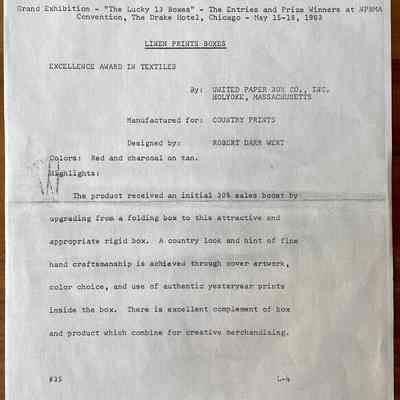 Press release announcing the paper box competition win, May 16, 1963.: Collection of Sara Leeper.