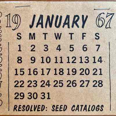 Paper calendar typically stapled to the base of Plowshares wallhangings.: Collection of Sara Leeper. Image: PKM