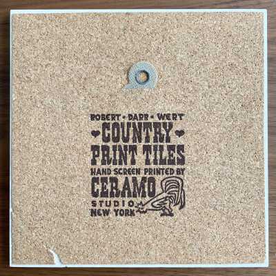 Tile back with Country Print Tiles/Ceramo Studio imprint.