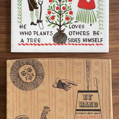 Tile with Country Prints’ “Country Store” tile gift box.: PKM collection.