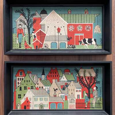 Farm 612-4 is a pair with Village 612-1: see “Framed Prints and Mounted Prints” entries.: PKM collection.