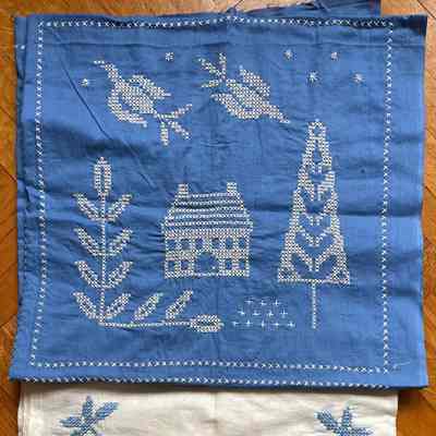 Example of partially completed blue and white quilt kit.: PKM collection.