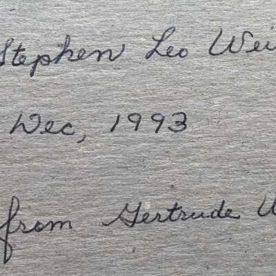 Inscription by Wert’s sister, Gertrude Ulmer.