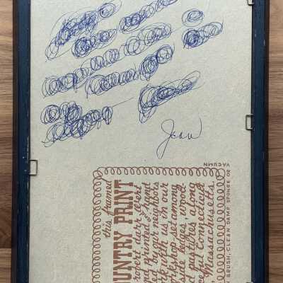 Back of Cherry Tree 714-2 with Country Prints imprint.: Item number handwritten in upper left corner.
