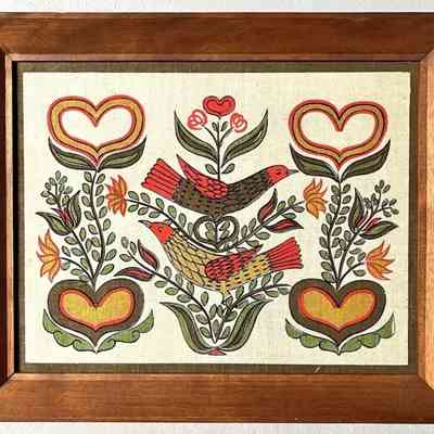 Framed example in c.1960 Country Prints antique birch frame.: Image: 9livesthrift, ebay.com.