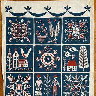 Towel, Wallhanging: Quilts 203, c.1954, Blue