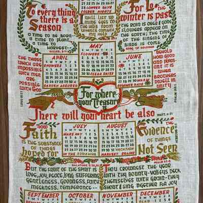 Matching calendar towel, 1965; see “Calendar Towels” entries.: PKM collection.