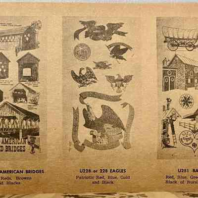 Eagles U228 towel/wallhanging, center.: From “Country Prints by Robert Darr Wert and Neighbors”, c.1963. Image: Michael J. Dawson