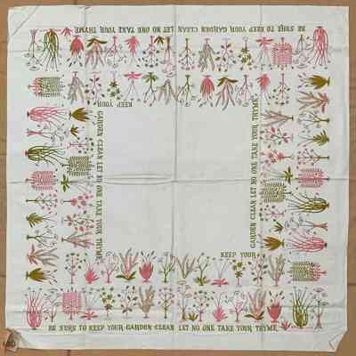 Tablecloth: Herbs 450, 52”x52”, Pink/Greentural